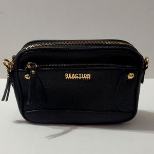 Kenneth Cole Reaction Black Pebbled Leather Crossbody Purse